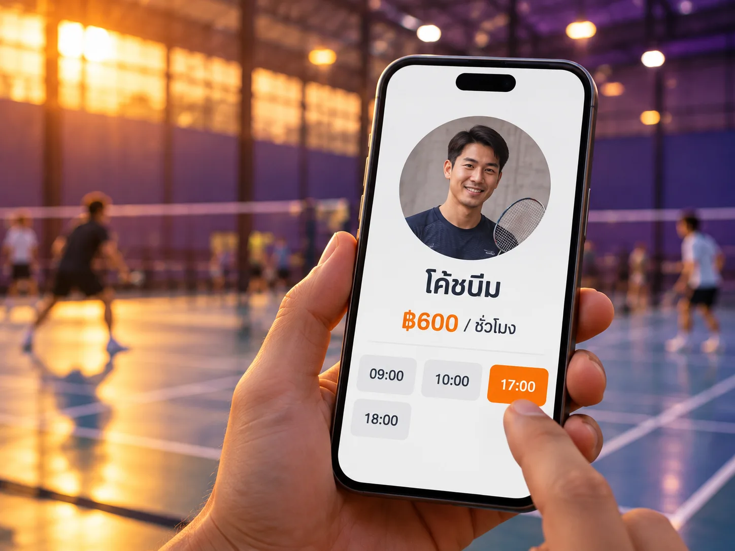 หน้าโปรไฟล์โค้ชพร้อมเวลาว่างให้ลูกศิษย์เลือกจอง